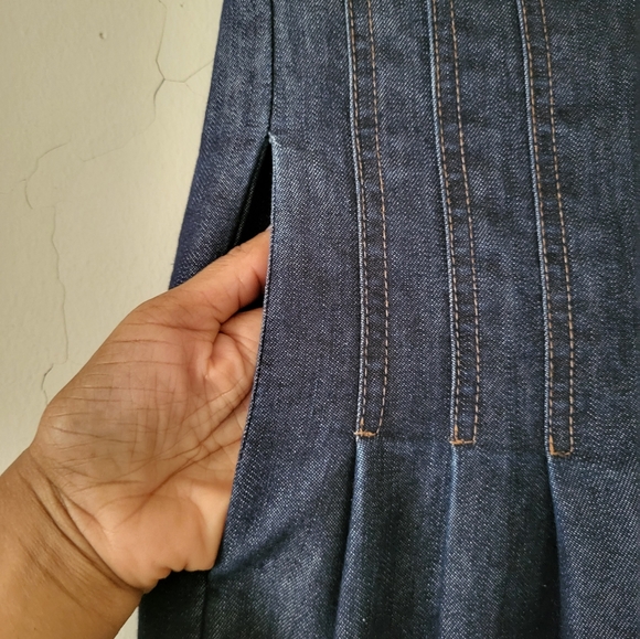 Xetra Pleated Exposed Button Front Wide Leg Denim Pants Size 38/XXS - Picture 5 of 16